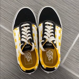 yellow and black checkered vans